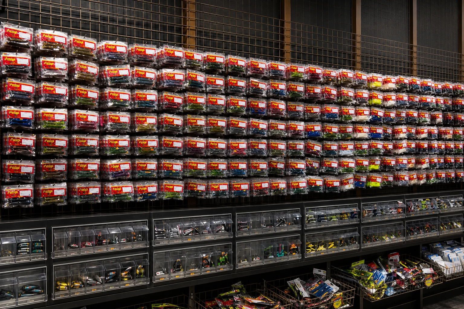 Pared de señuelos de pesca restaurada